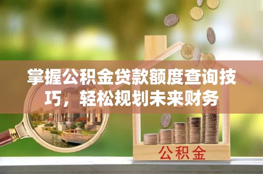 沣东掌握公积金贷款额度查询技巧，轻松规划未来财务