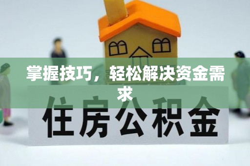 沣东掌握技巧，轻松解决资金需求