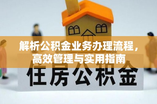沣东解析公积金业务办理流程，高效管理与实用指南