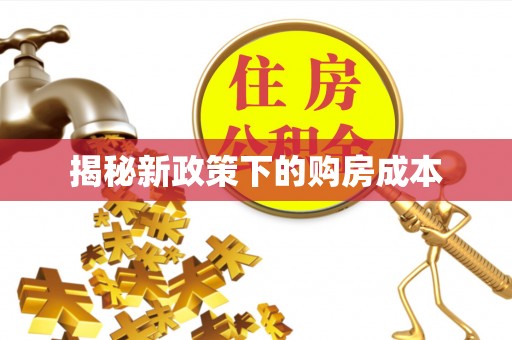 沣东揭秘新政策下的购房成本