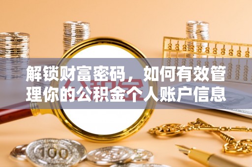 沣东解锁财富密码，如何有效管理你的公积金个人账户信息