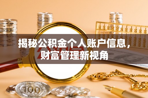 沣东揭秘公积金个人账户信息，财富管理新视角