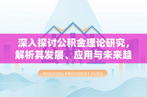 沣东深入探讨公积金理论研究，解析其发展、应用与未来趋势